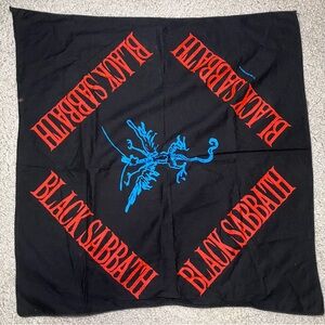 Black Sabbath Bandana with Red and Blue Design